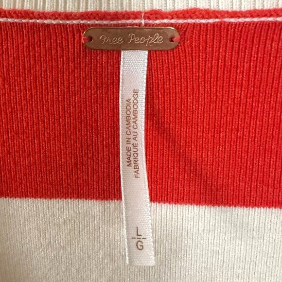 Free People League Of Her Own Cardigan Sweater Americana Stripes Preppy Large - Picture 12 of 13